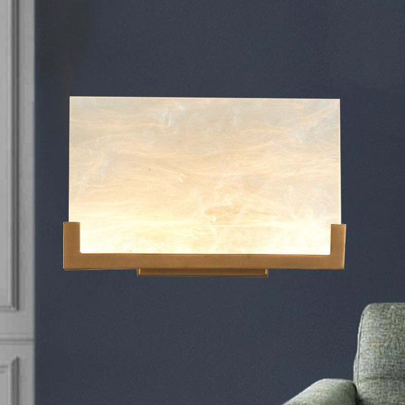 Rectangle Acrylic Sconce Light Classic 1 Light Bedside Wall Mounted Lighting in White