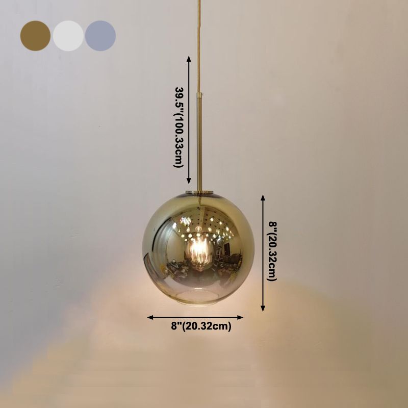 Glass Globe Pendant Light in Modern Artistic Style Electroplate Iron Hanging Lamp