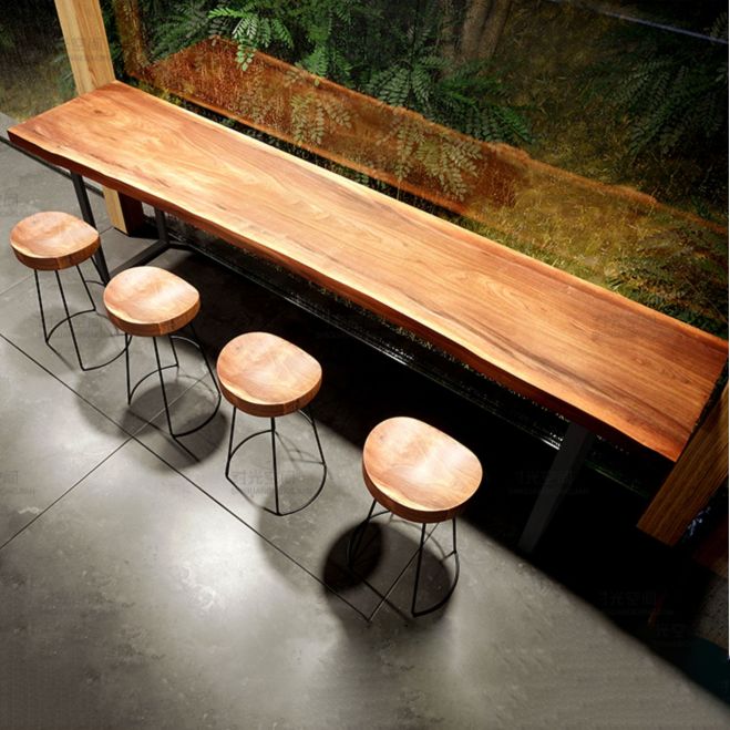 Rectangle Solid Wood Bar Table Set Industrial 1/2/5/7 Pieces Counter Table Set