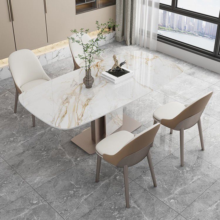Nordic Sintered Stone Top Dining Set Rectangle 1/4/5/7 Pieces Dinette Table Set