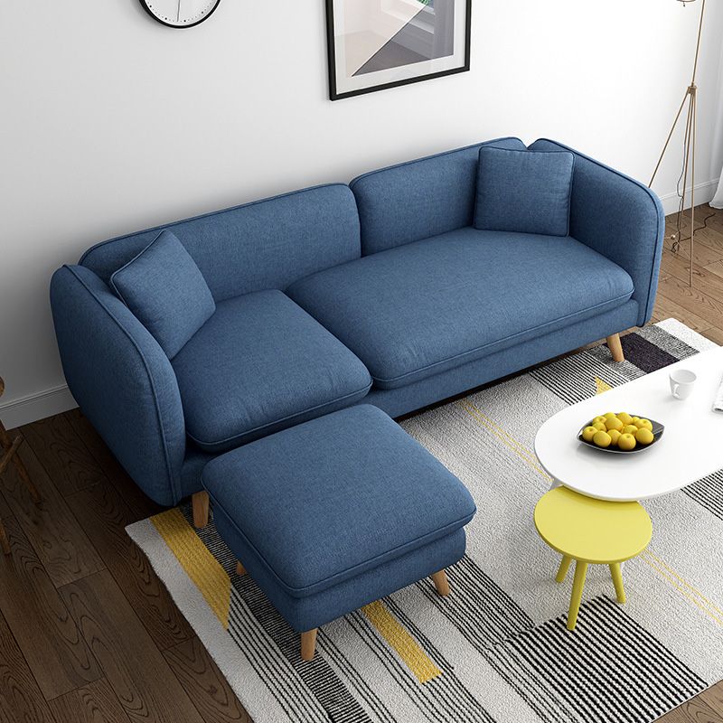 Scandinavian Linen Sofa with Tight Back and Tuxedo Arm for Apartment
