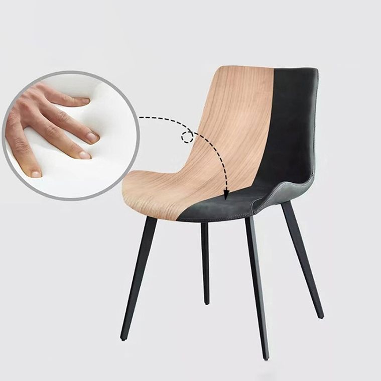 Silla de comedor tapizada de metal con respaldo sólido industrial para interiores