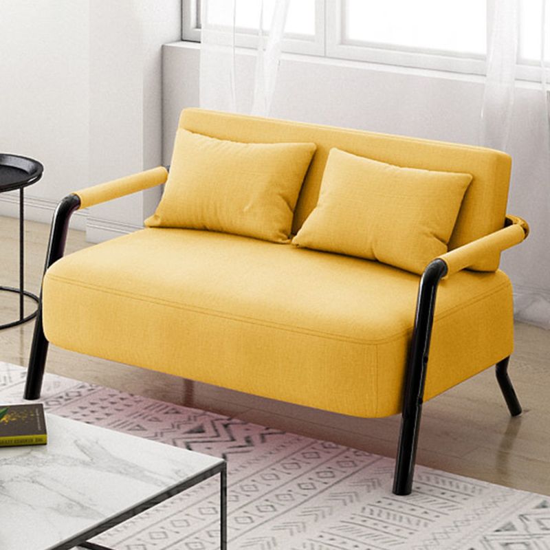 Contemporary Sofa with 2 Pillows Standard Square Arm Black Sofa
