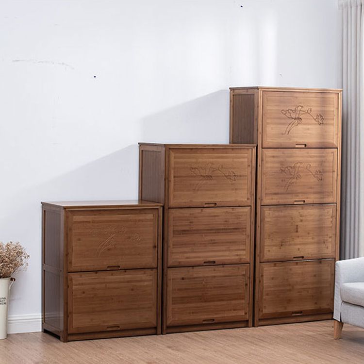 Mid-Century Modern Brown Accent Cabinet with Doors in Solid Wood