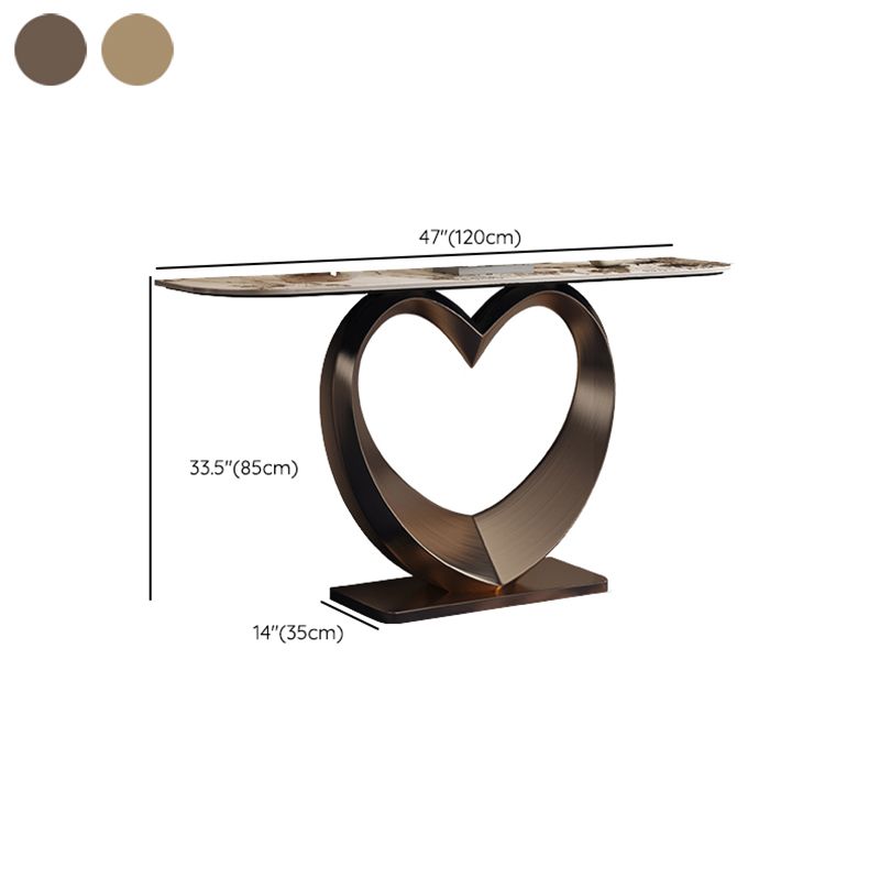 Half Moon Shape Contemporary Console Table Gold Stone Console Sofa Table