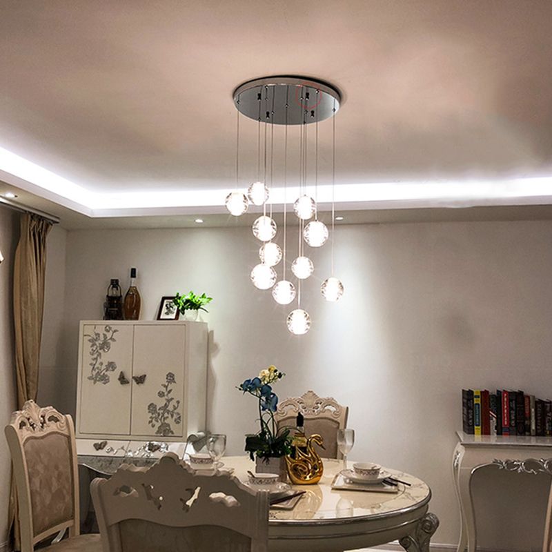 Ball Multi Ceiling Light Contemporary Stainless Steel Cluster Pendant Light with Hanging Cord for Restaurant