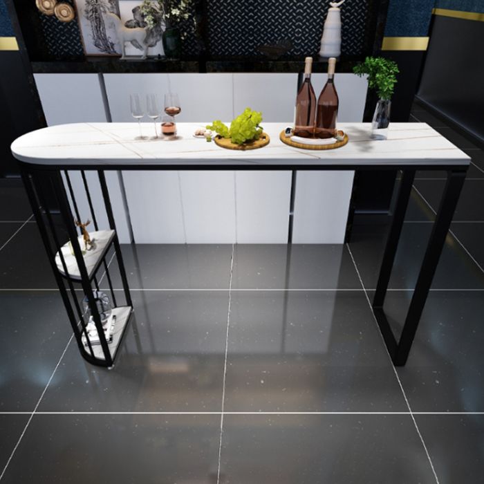 Glam Indoor Bar/Dinette Table with Storage Double Pedestal Bistro Bar Desk