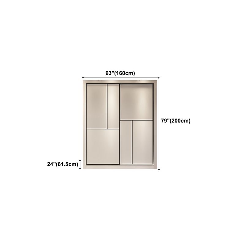 Contemporary White Wardrobe Armoire Engineered Wood Wardrobe with Sliding Door