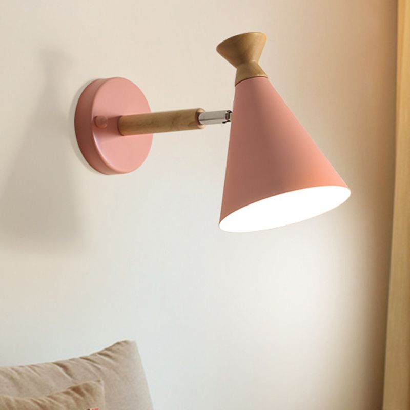 Nordic Style Iron Wall Mount Light Cone Shape Colorful Wall Lamp for Living Room