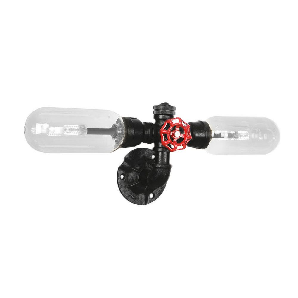 Klares Glas schwarzer Leuchten Lichtkapsel Schatten 2/4 Leichte industrielle Wandmontage -Rohrbeleuchtung