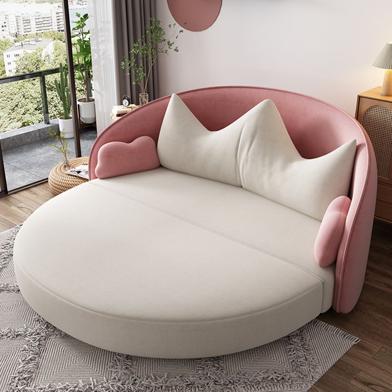 Foldable Glam Sofa Bed No Distressing Pink Pillow Back Sleeper Sofa