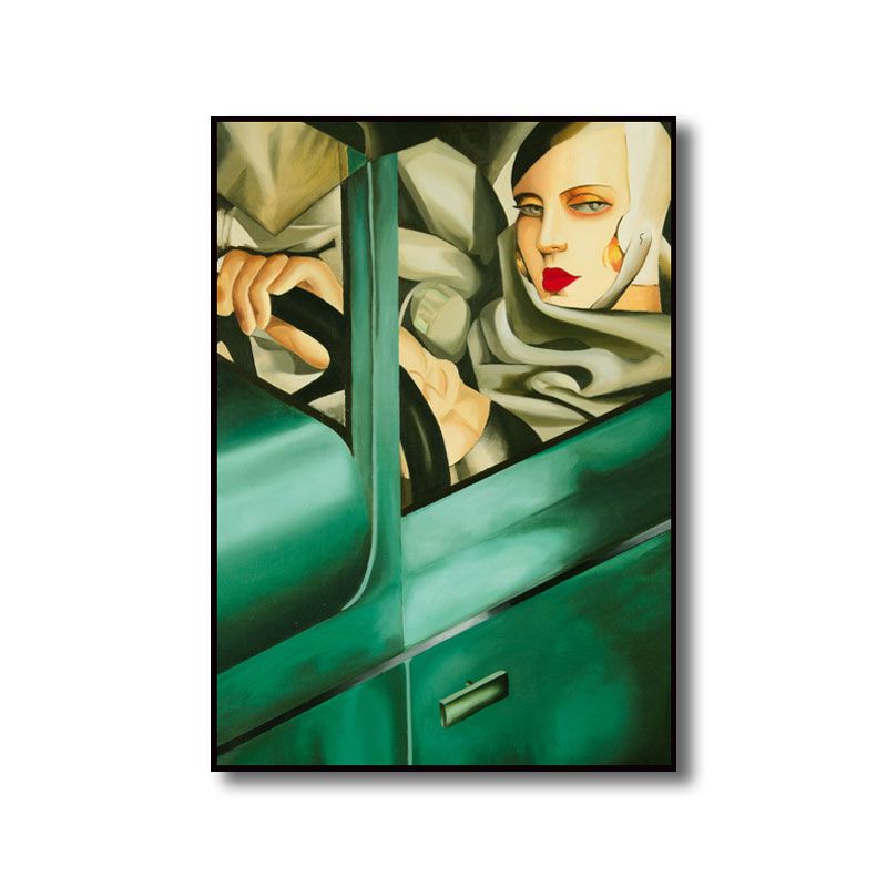 Strukturiertes „Driving Maiden“-Gemälde auf Leinwand im Vintage-Stil, Wanddekoration für Badezimmer
