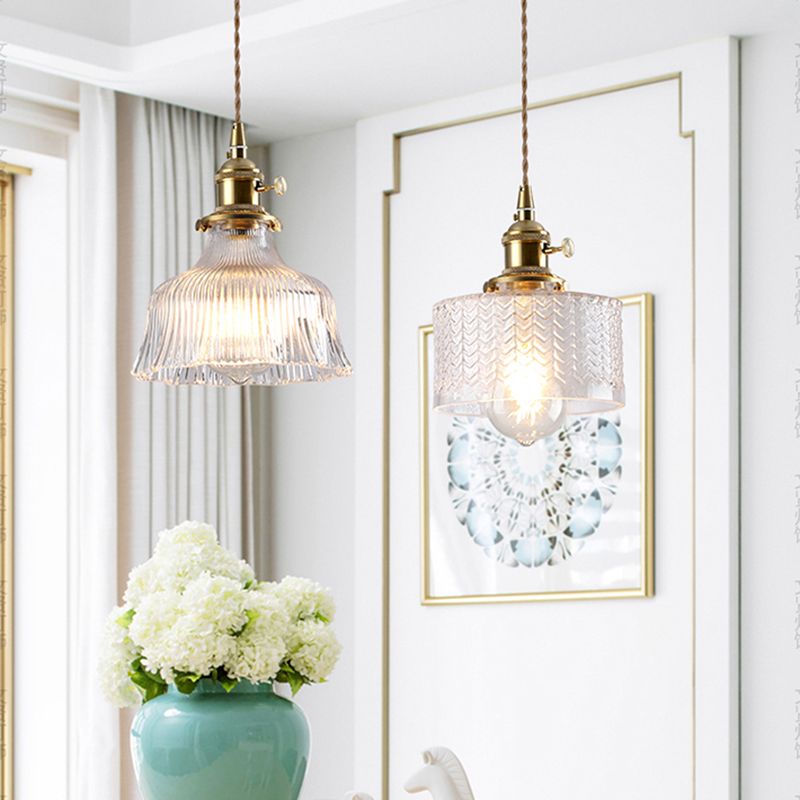 Lampada sospesa a bulbo singolo Style vintage ombreggiata in vetro teschiato ciondolo in oro