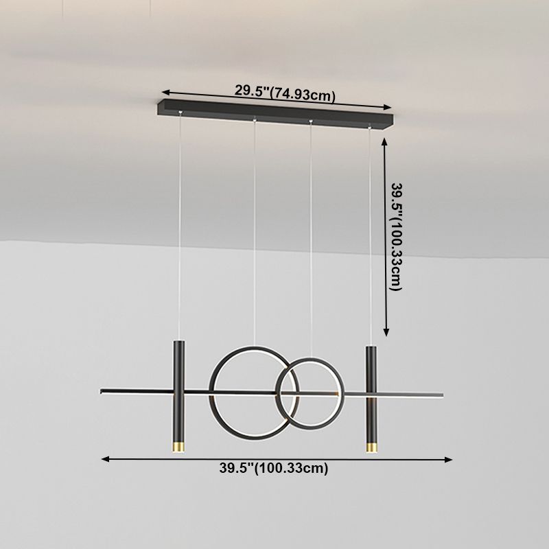 Geometric Island Lights Contemporary Metal Island Chandelier Lamp in Black