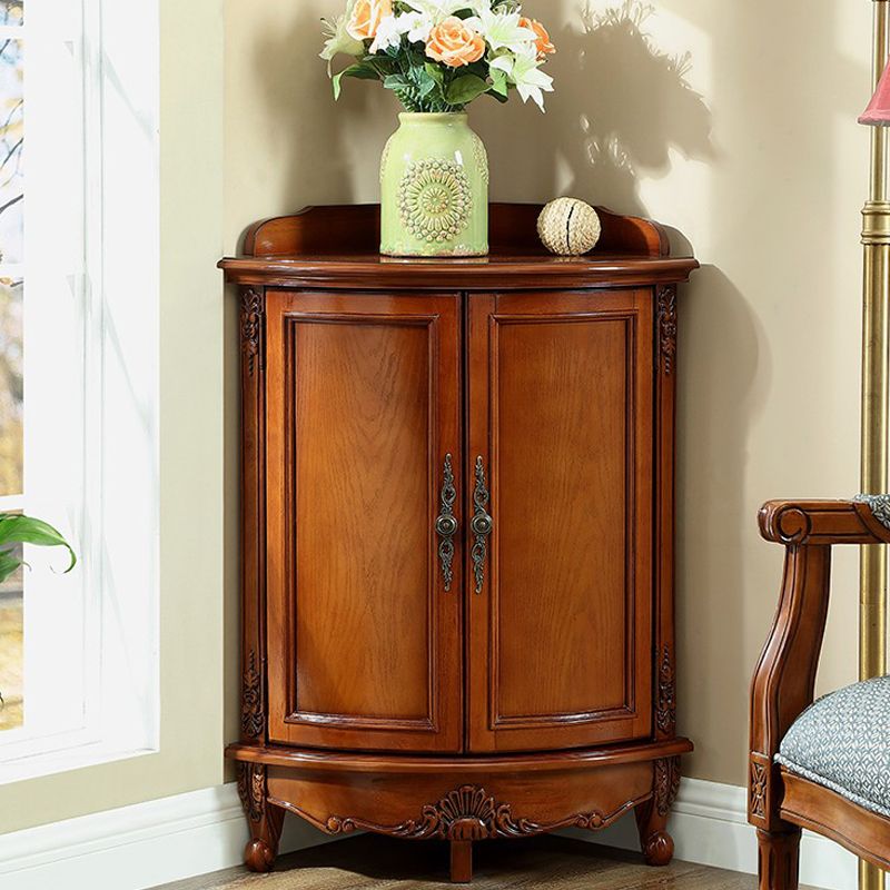 38.58"/47.24" Tall Brown Corner Cabinet , Wooden Storage Cabinet