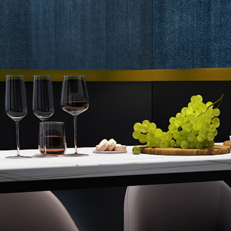 Modern White Sintered Stone Table Metal Base Table for Kitchen Living Room