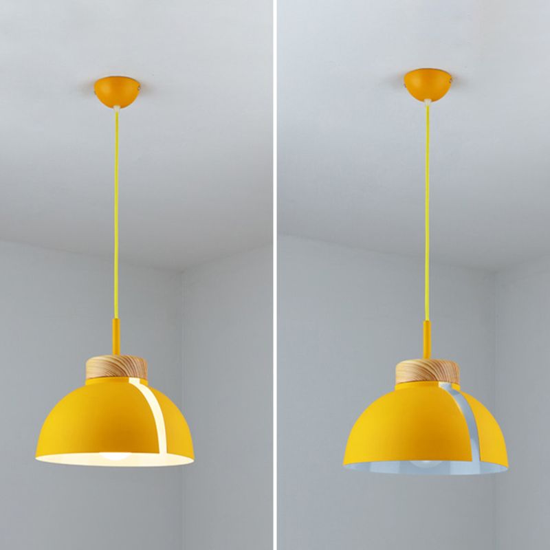 Minimalist Style Pendant Light Fixture Dome Hanging Pendant Lamp with Metal Shade