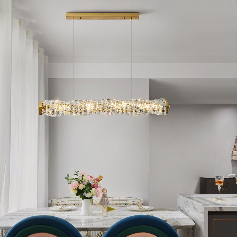 Single Modernism Golden Ceiling Light Crystal Kitchen Island Lighting