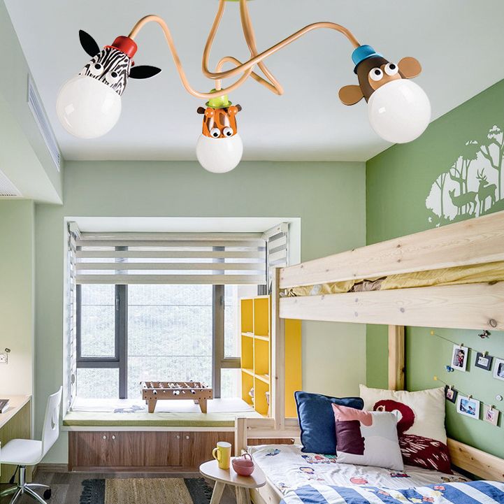Creative Metal Semi Flush Mount luminaire Cartoon Animal Animal Flush Mount Spotlight for Kids Bedroom
