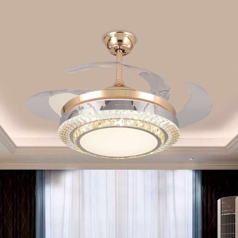 Mont semi-luxueuse à 3 lames Bloc cristallin minimaliste 19 "LED LED LED VAN PLAFIER GOLD VIGHT