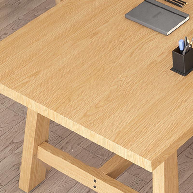 Contemporary Natural Wood Table Pine Rectangle Dining Table with Trestle
