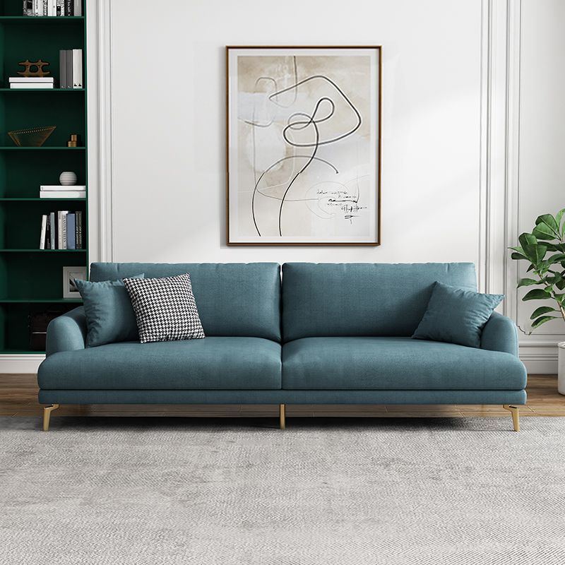 Contemporary Faux Leather Recessed Arm Furniture Sectionals in Green