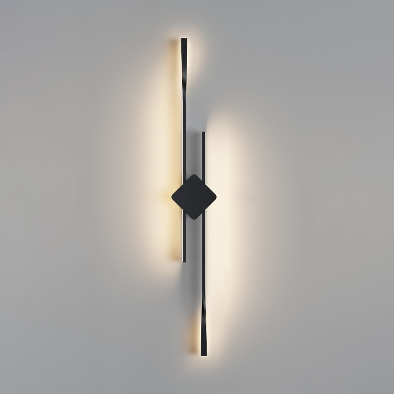 Linear Shape Metal Vanity Sconce Light Modern Style 2-Lights Vanity Mirror Lights in Black