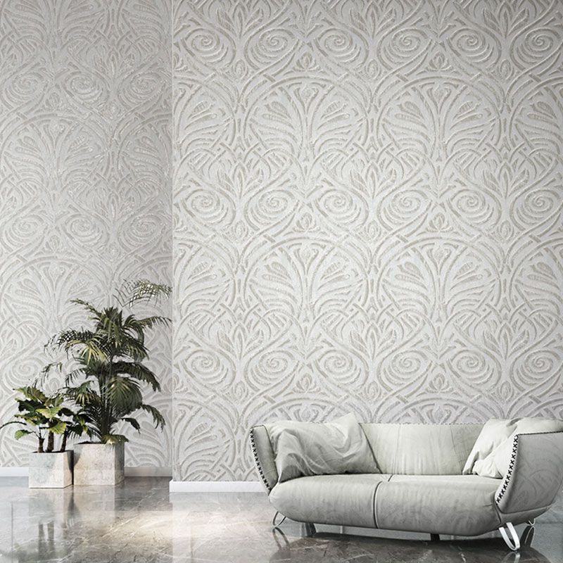 Floral Design Wall Art for Bedroom Decor Lines Wallpaper in Neutral Color, Stain-Resistant