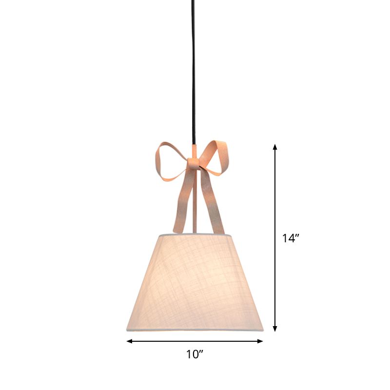 Kit de lámpara colgante de 1 cabeza de dormitorio Luz de colgante rosa moderna Whit de tela de cono