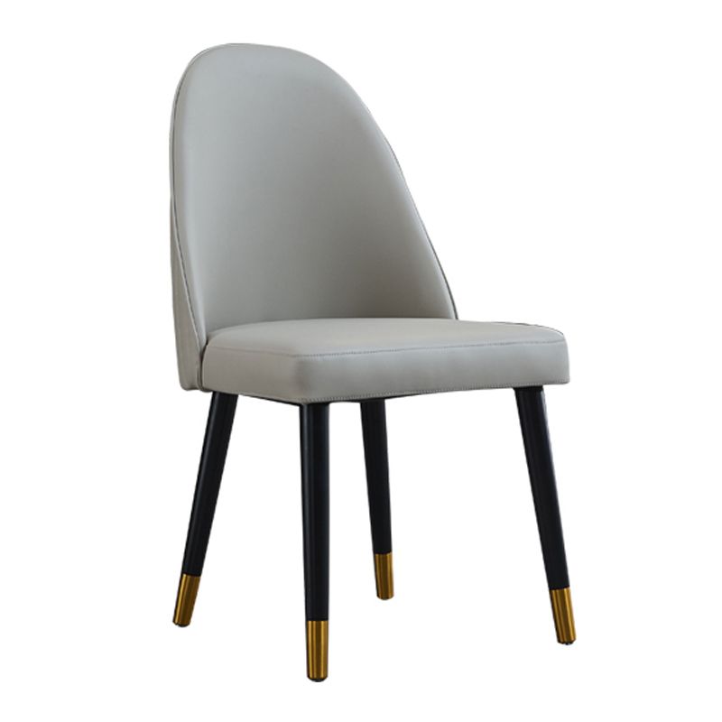 Sillas de comedor de madera Glam sin brazos, sillas de comedor de piel sintética para uso doméstico (juego de 2)