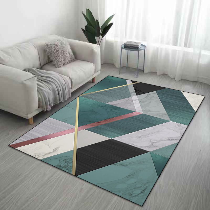 Marble Print Indoor Rug Abstract Carpet Polyester Washable Rug for Living Room