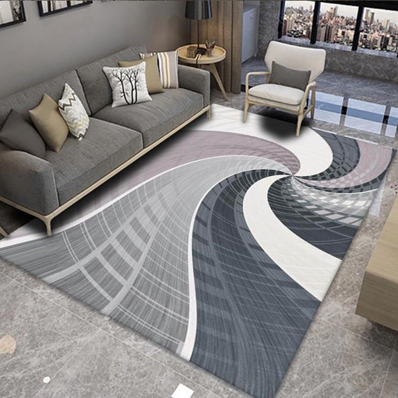 White Modern Rug Blending Graphic Indoor Rug Non-Slip Backing Rug for Living Room