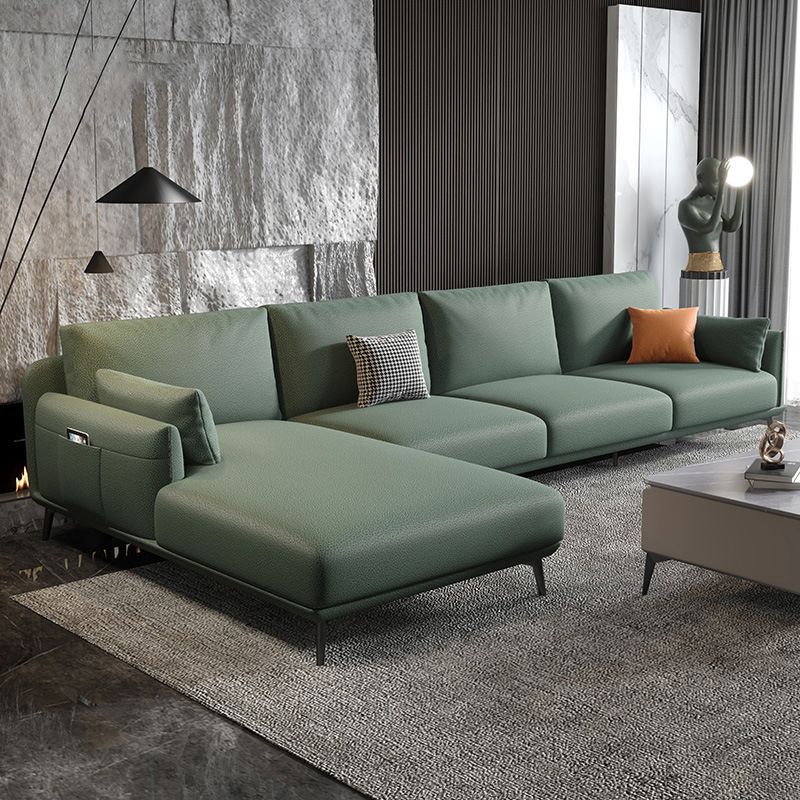 Round Arm L-shape Sectional Modern 4-seater Sectional with Storage