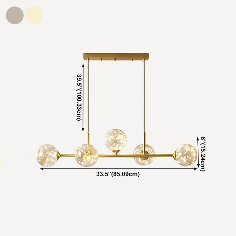 Zeitgenössische Küche Anhänger Lichter linear klare Glasinselbeleuchtungsideen