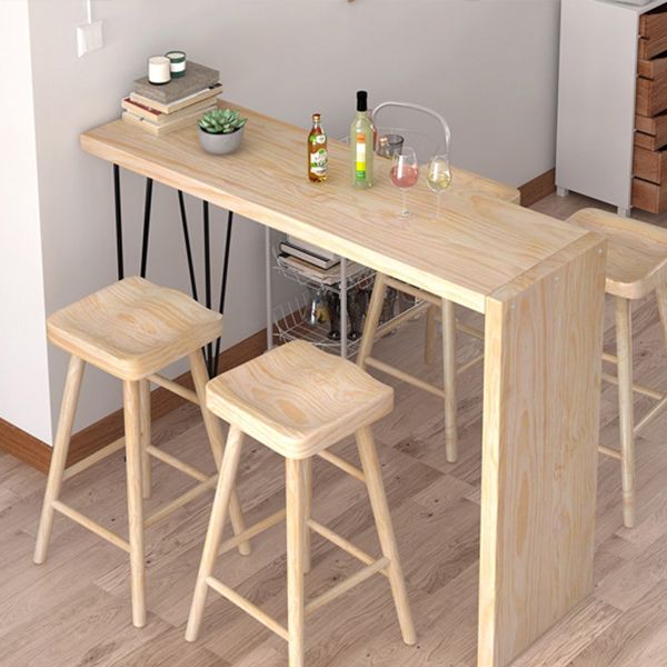Modern Bar Table Set 1/2/5 Pieces Wooden Bar Table with High Wood Stools