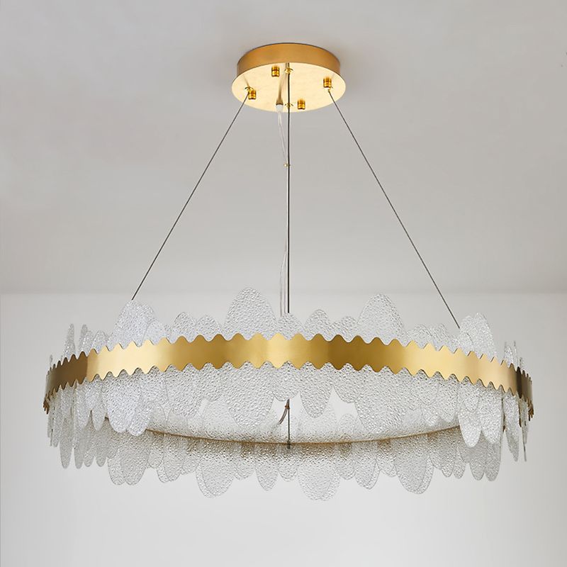 Luz de techo minimalista de vidrio ondulado LED de vidrio ondulado de la sala de estar en oro