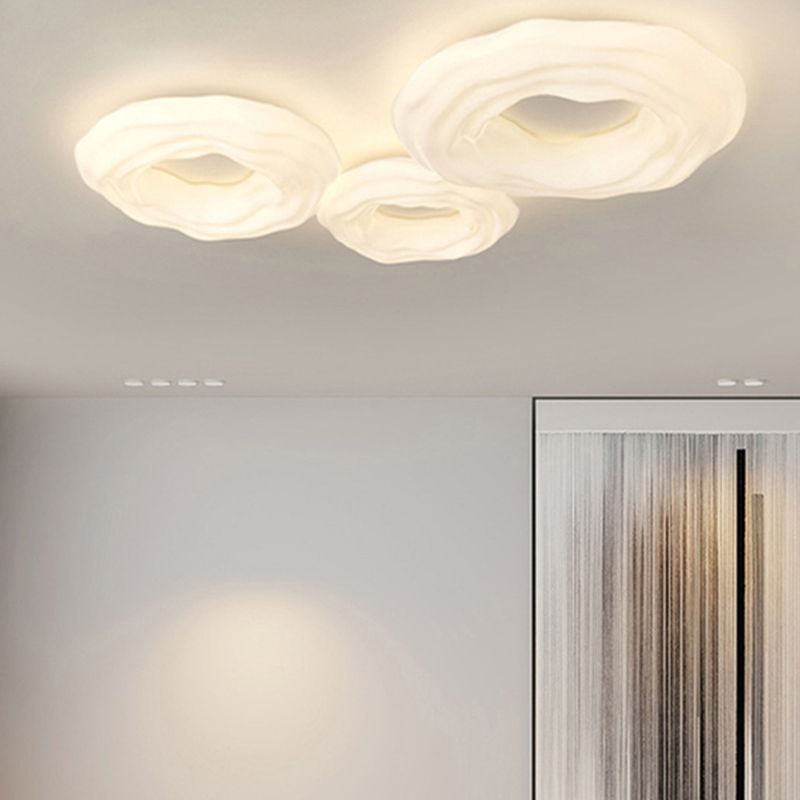 Metal Geometric Flush Mount Fixture Modern 3 Lights Flush Light Fixture in White