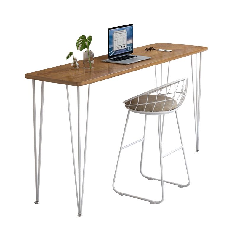 Wood Bar Dining Table Modern Rectangle Bar Table with 4 Legs Base for Milk Tea Shop