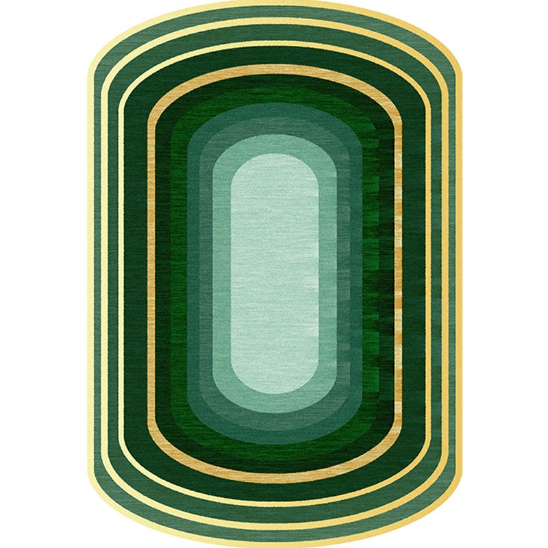 Novelty Living Room Irregular Rug in Green Color Block Print Rug Polyester Stain-Resistant Area Rug