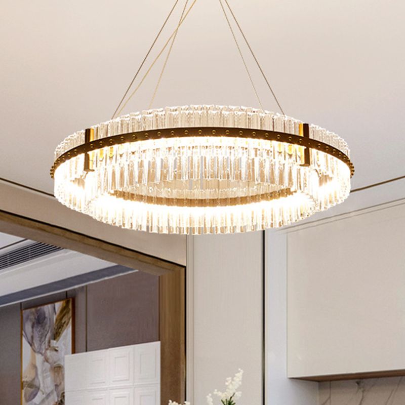 Loop Clear Crystal Chandelier Lighting Minimalist Gold LED Pendant Light for Living Room
