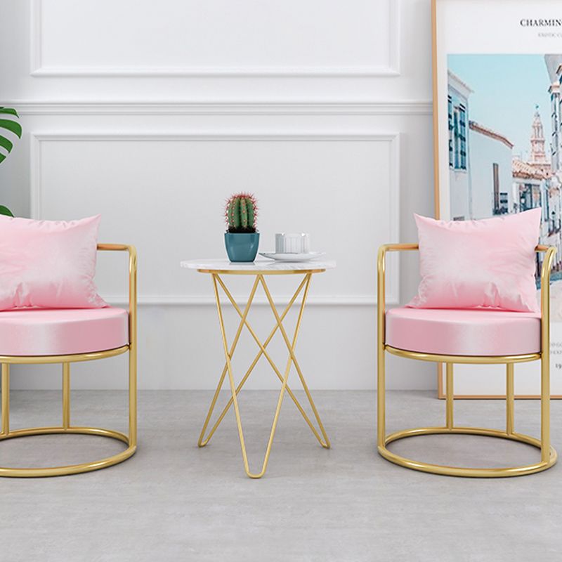 Glam Velvet Arm Dining Chairs Metal Dining Chair for Home Use