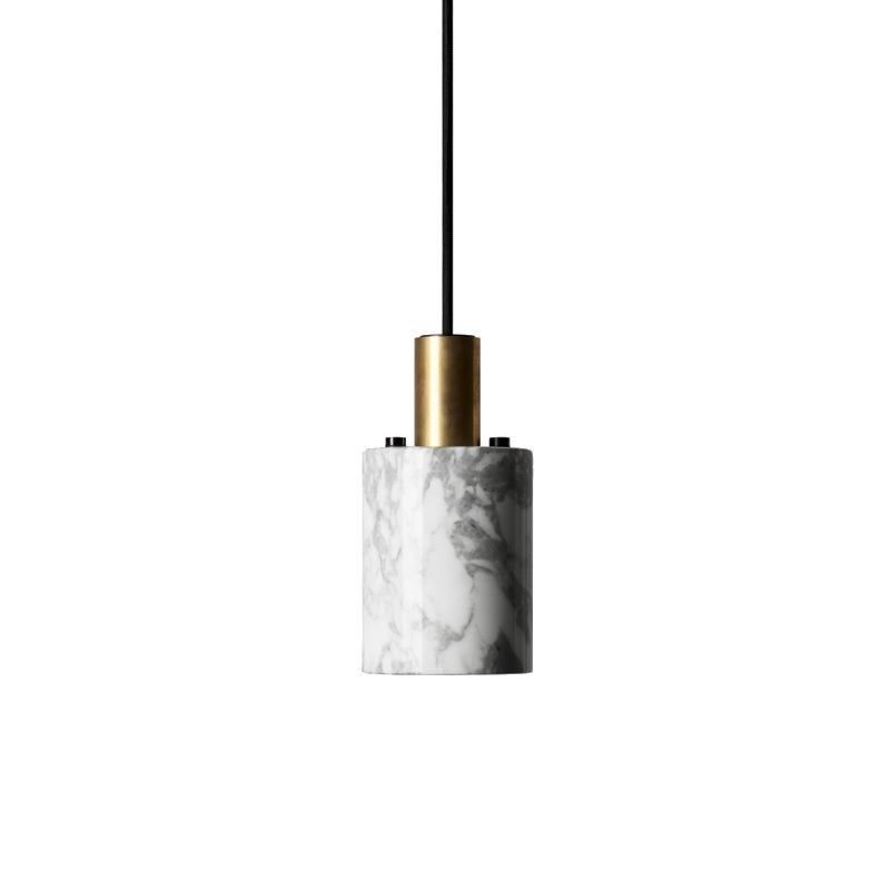 1 Light Marble Pendant Light Modern Cylinder Hanging Lamp for Living Room
