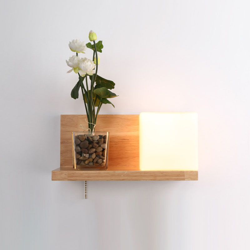 Lampada da parete rettangolare in legno in vetro minimalista moderno Pronzo da parete interno