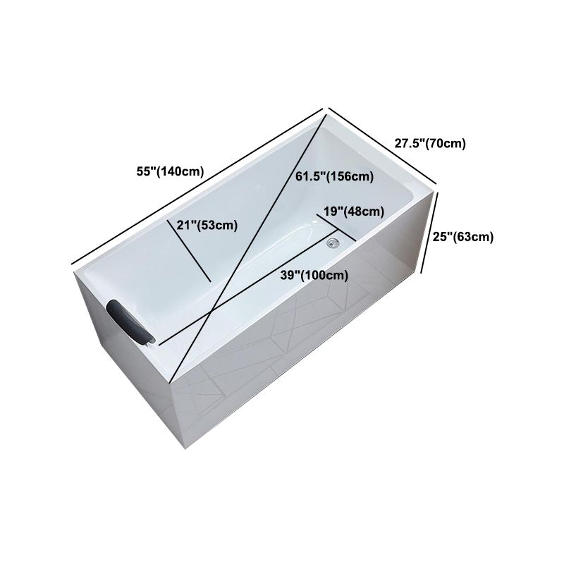 Modern Rectangular Bath Tub Acrylic Alcove Tub for Home in White