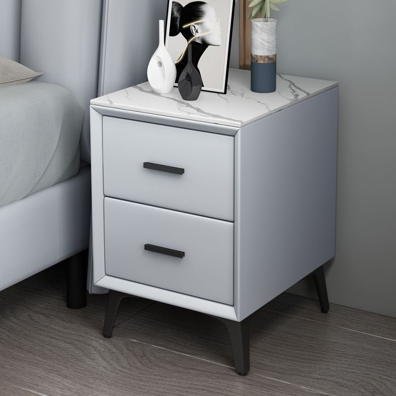 Modern Slate Top Night Table Bedroom 2 Drawers Night Stand with Legs