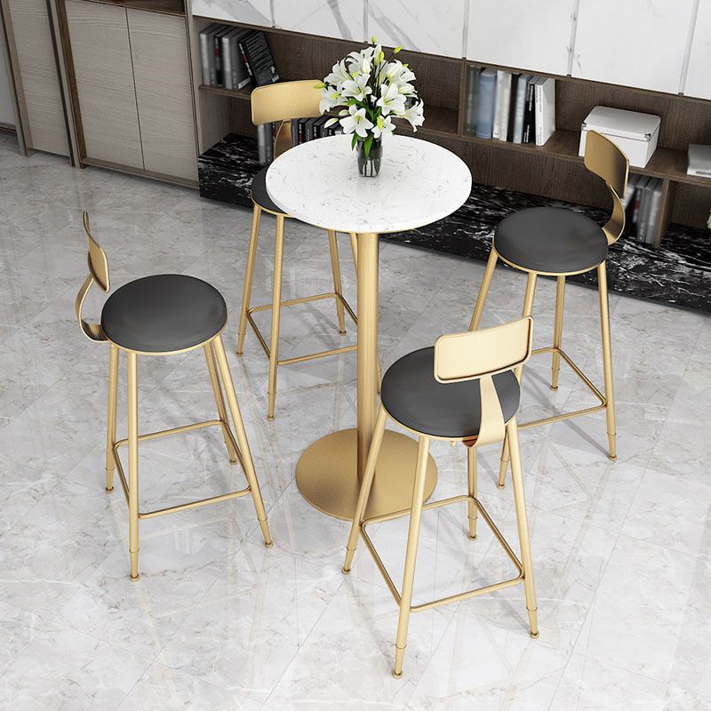 Table de bar en marbre Glam Style Gold Base Bistro Table pour intérieur