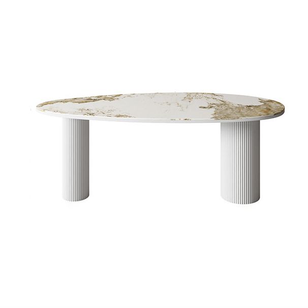 Sintered Stone Top Dining Table Oval Table with Metal Base and 3 Legs