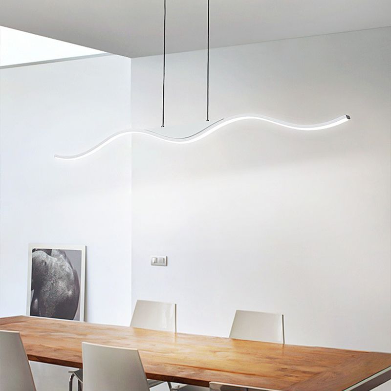 White Linear Kitchen Island Lighting Metal Square Ceiling Light for Living Room