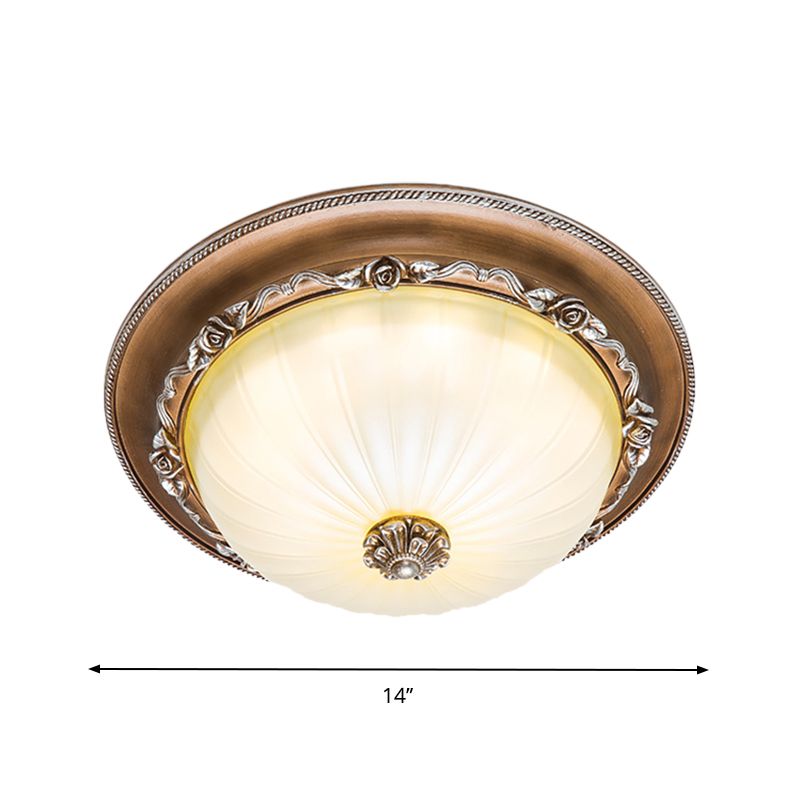 Geripptes Glas Braun Flush Ceiling Light Domed Shade 14 "/16" /19.5 " Wide LED Farmhouse Flushmount Lamp