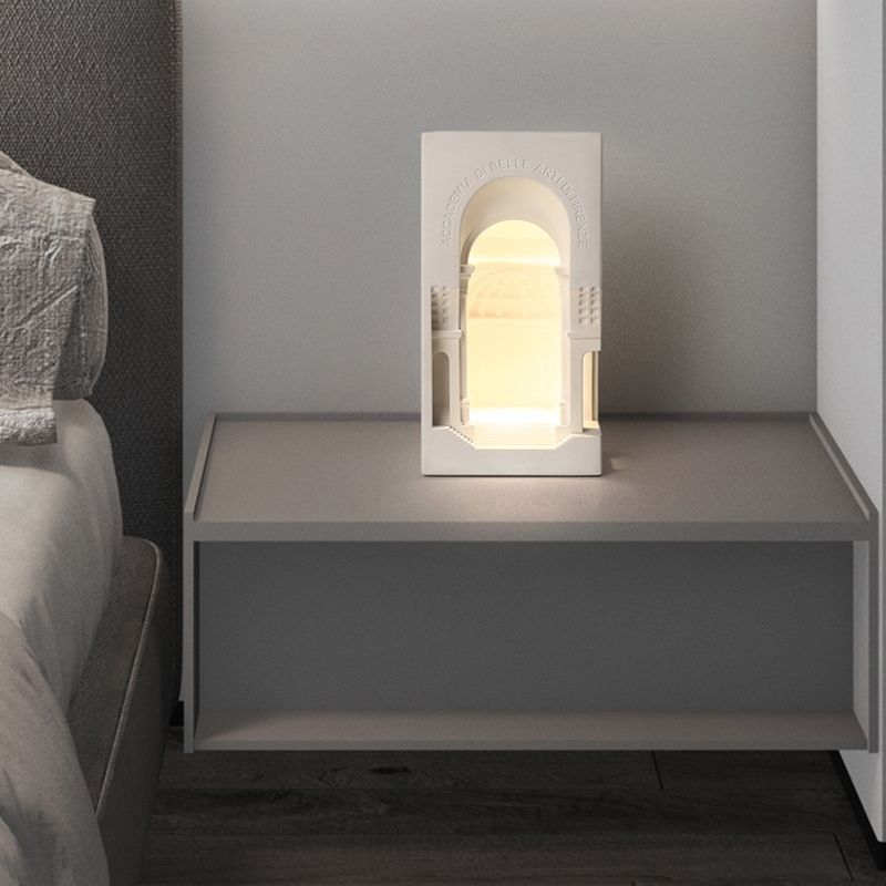 Geometric Wall Light Fixture Modern Stone 1 Light Wall Sconce in White